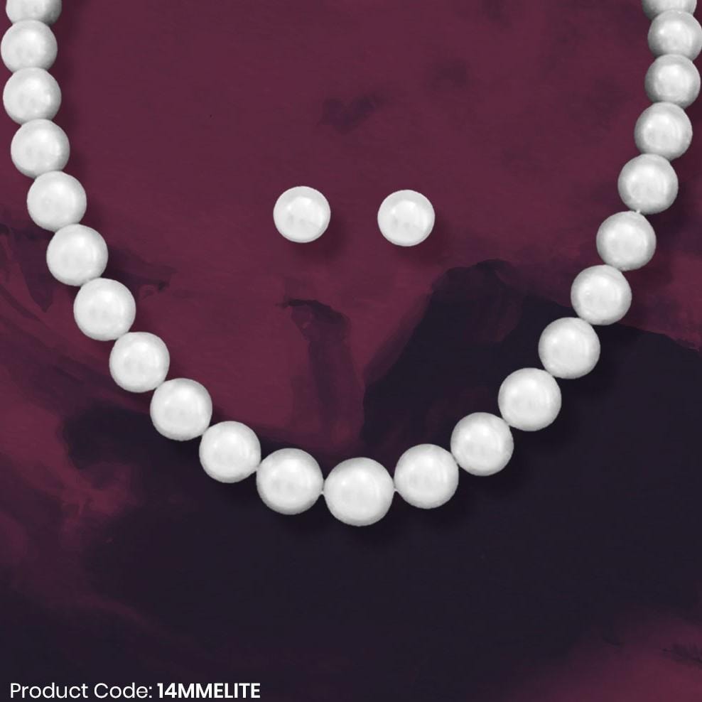 White Pearl Set in 13 to 15mm Round Pearls - AAA Quality - Image 3