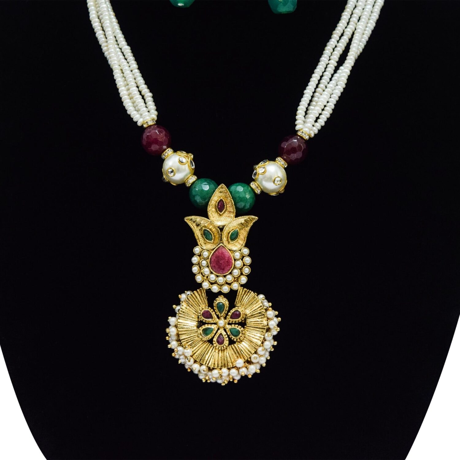 Beautiful Polki Pearl Set in Finest 2mm half round pearls - Image 2