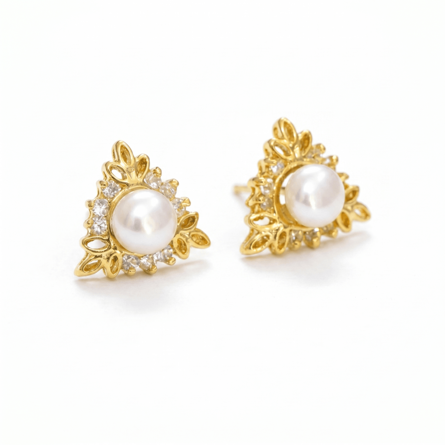 Triangle Shaped Pearl Studs