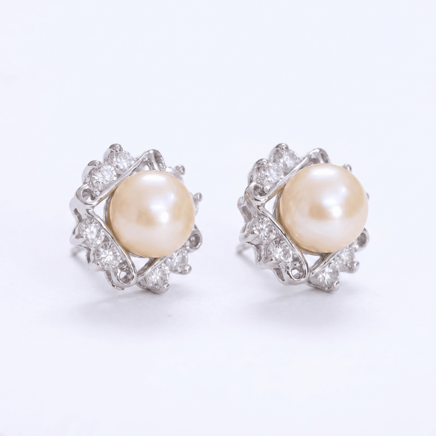 Pink pearl Studs with Beautiful American Diamonds - Image 3
