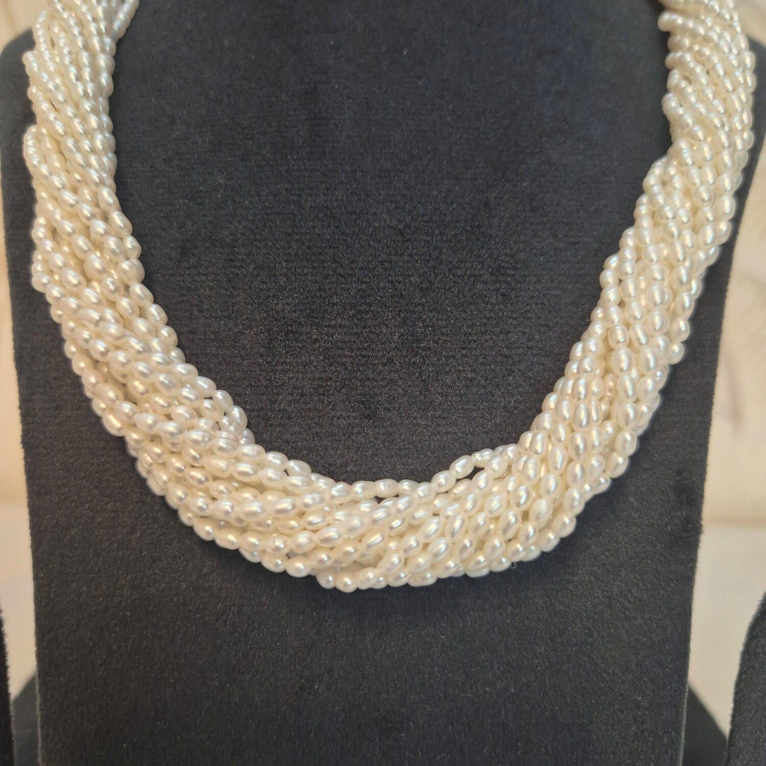 15 Strands Finest Rice Pearl Necklace - 22 Inches - Image 3