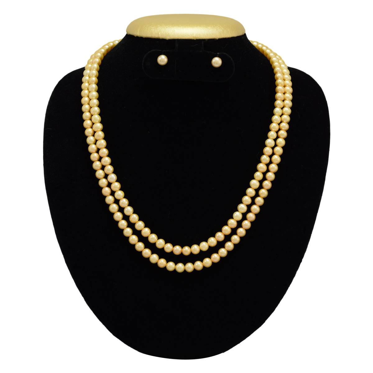 6mm Gorgeous Peach'ish Golden Coloured Pearl Necklace in 2 Strands