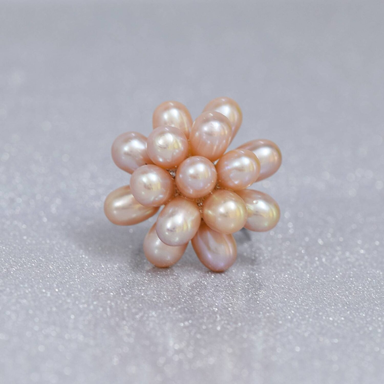 Stylish Adjustable Pearl Bunch Finger Ring in Pink Pearls - Image 3