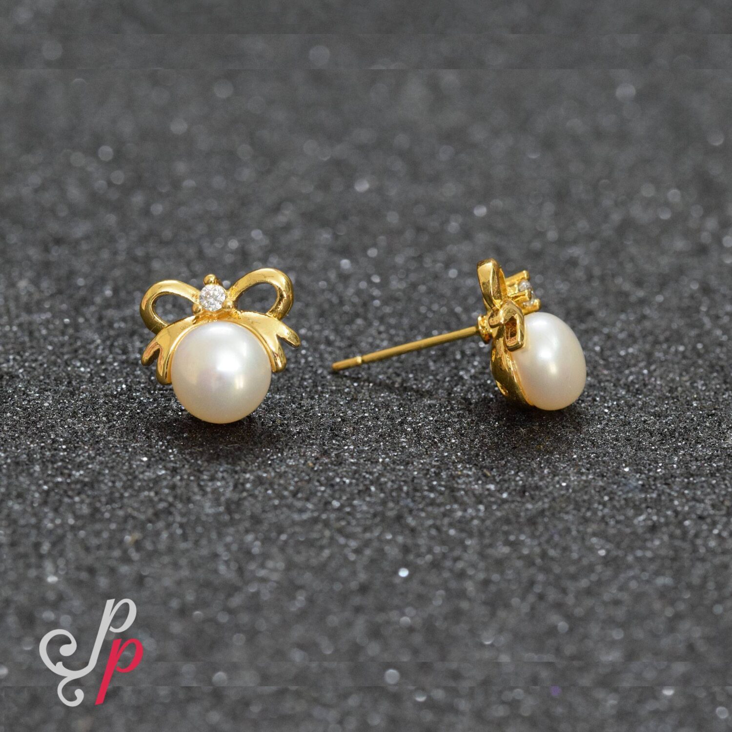 Pretty Butterfly Pearl Studs in Golden Colour Korean Metal - Image 2