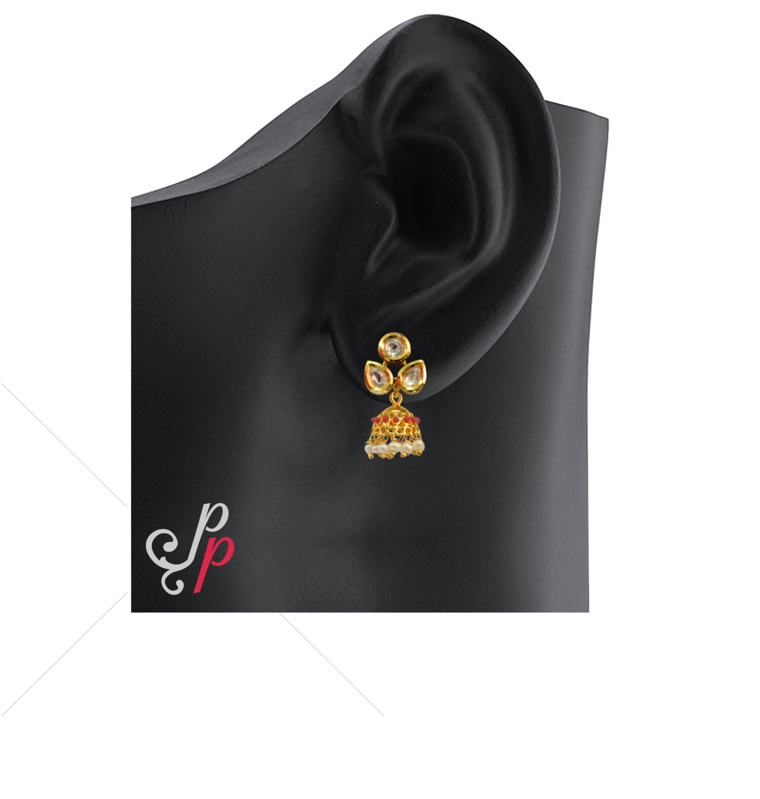Pearl Jhumkas in Seed Pearls and Beautiful Real Kundans - Image 2