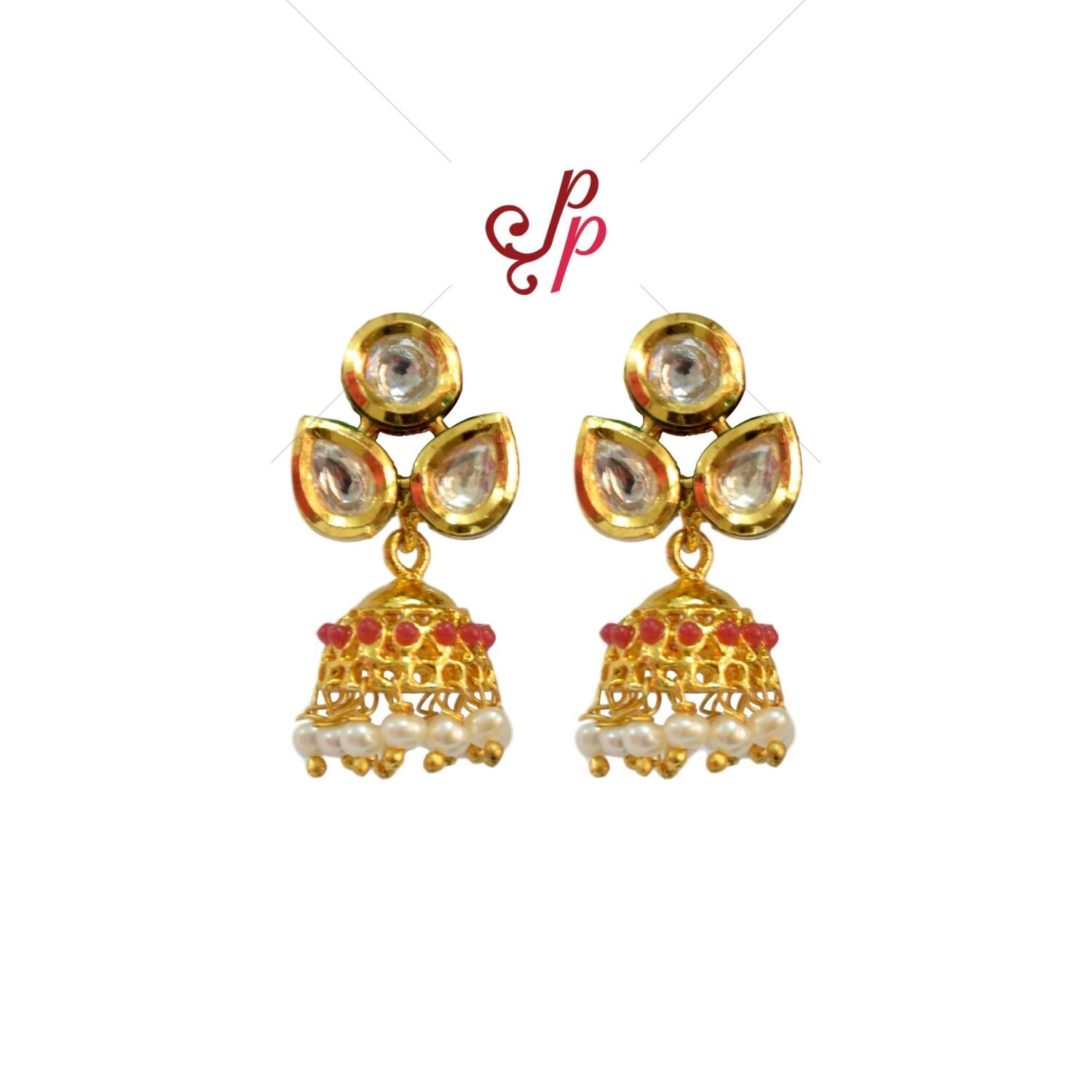 Pearl Jhumkas in Seed Pearls and Beautiful Real Kundans