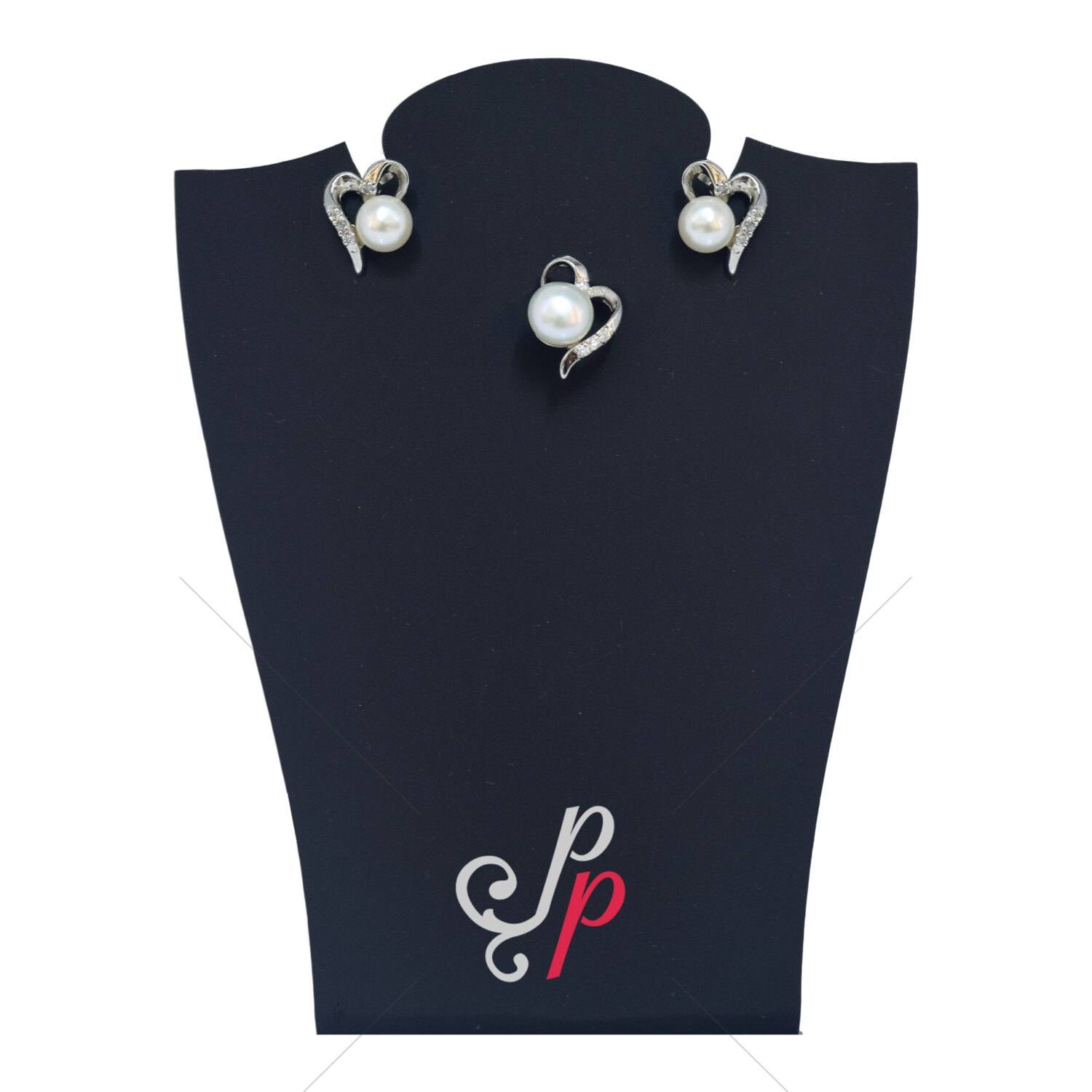 Stylish Pearl Pendant and Earrings set in Korean White Metal