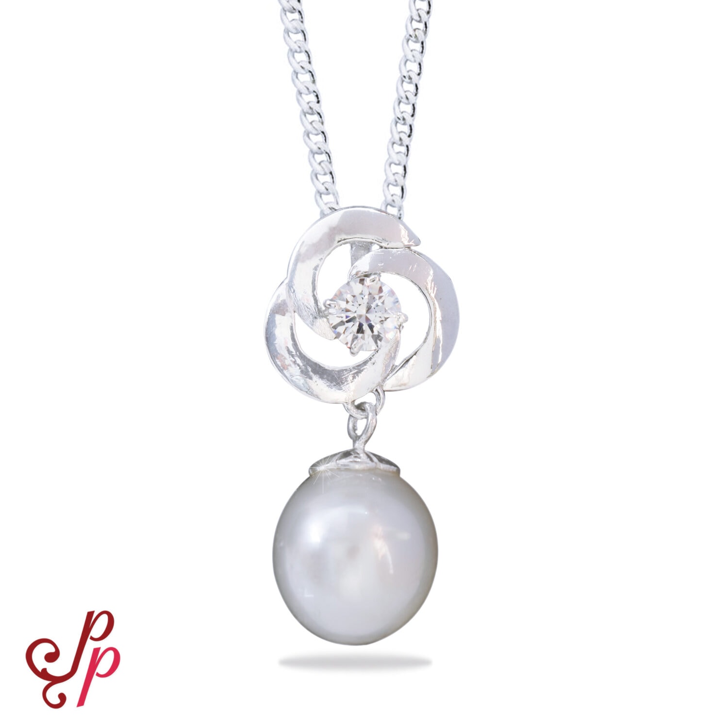 White South Sea Pearl Pendant in 925 Sterling Silver