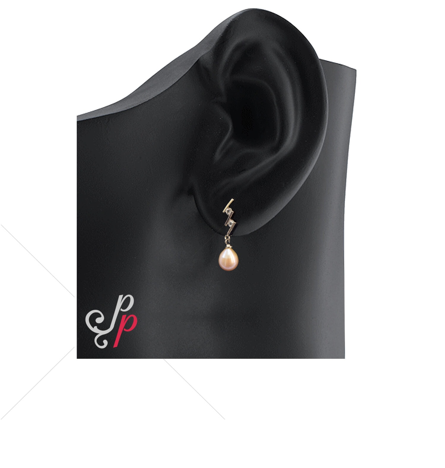 Zig zag styled pearl hangings in light pink pearls - Image 3