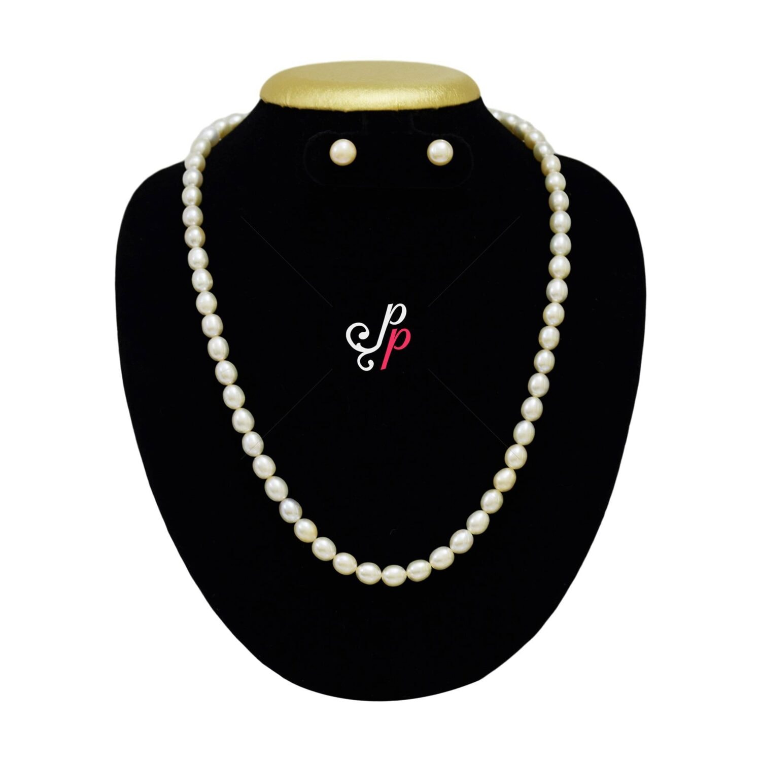 Pretty and Simple Pearl Set in Light Pink Oval Shaped Pearls - Image 4