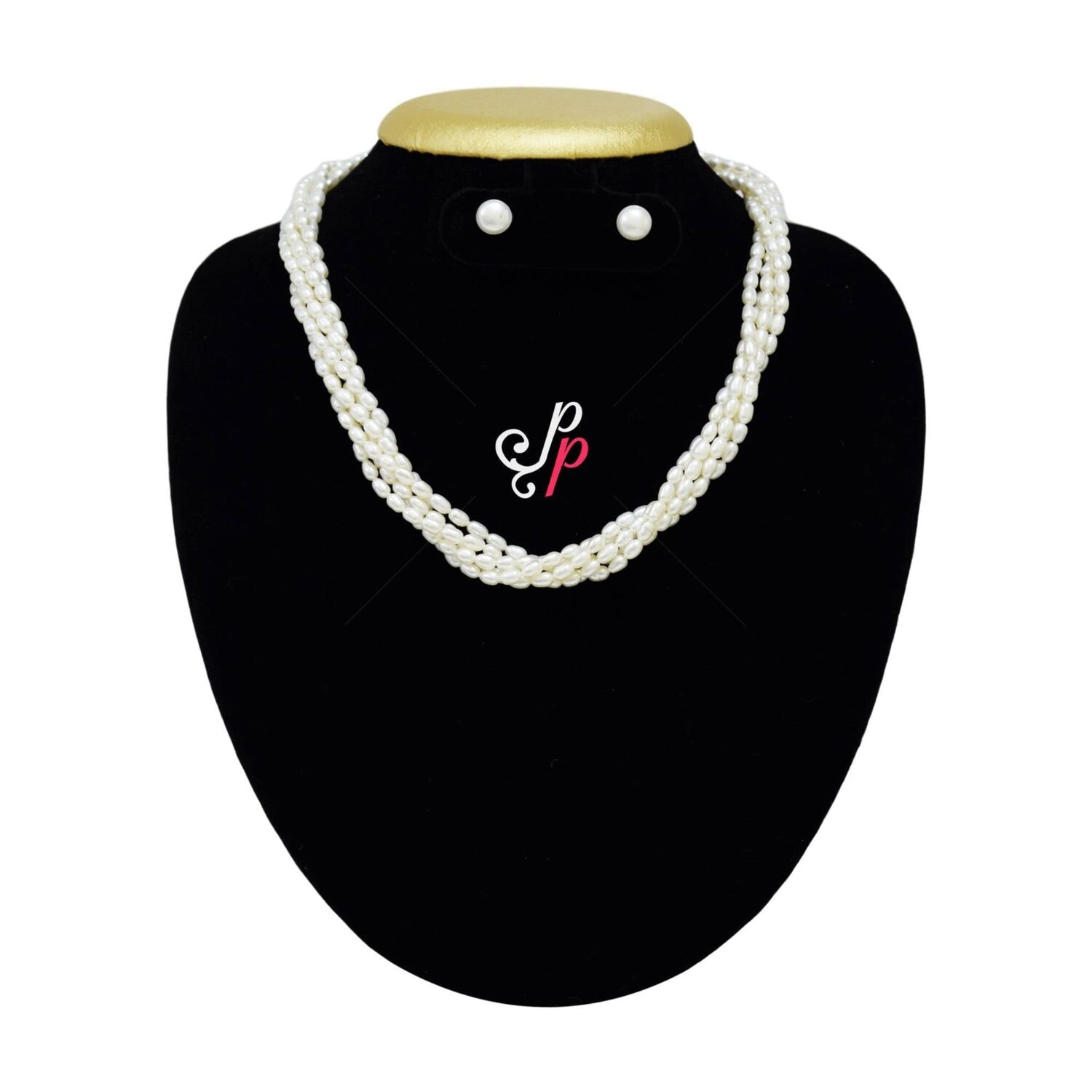 5 Lines Twisted Oval Pearl Necklace Set - Image 3