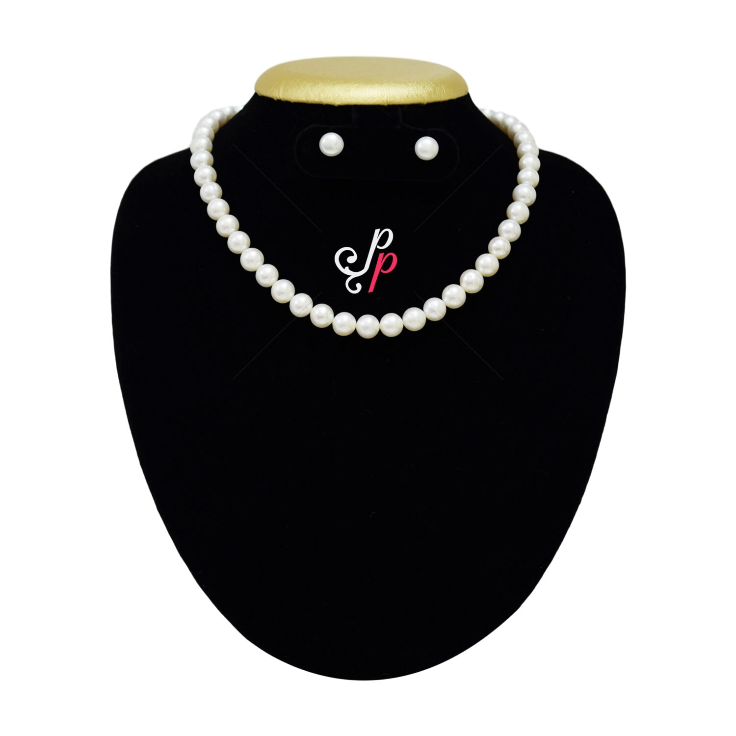 White Pearl Set in 9mm Round Pearls - AAA Quality - Image 2