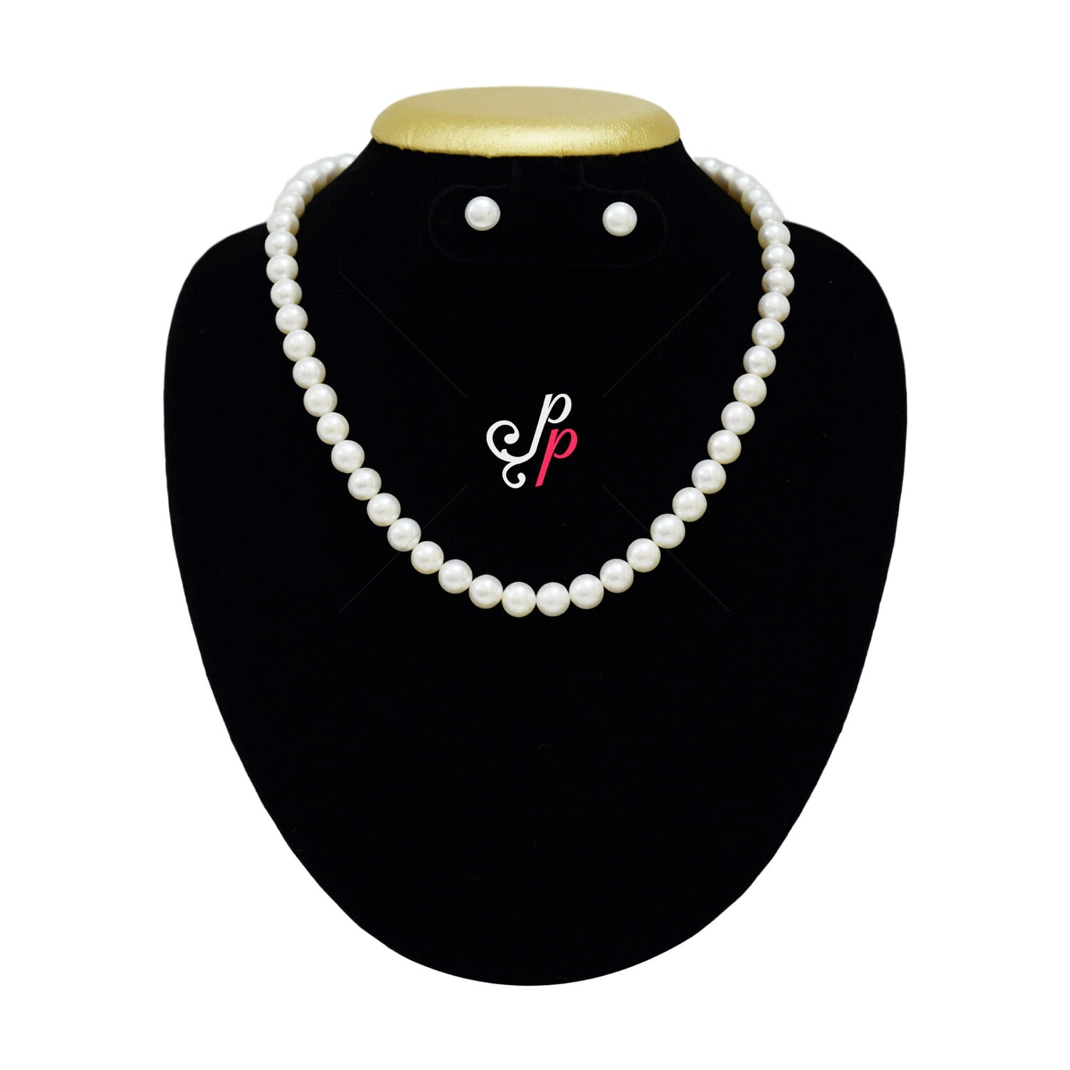 White Pearl Set in 9mm Round Pearls - AAA Quality - Image 3