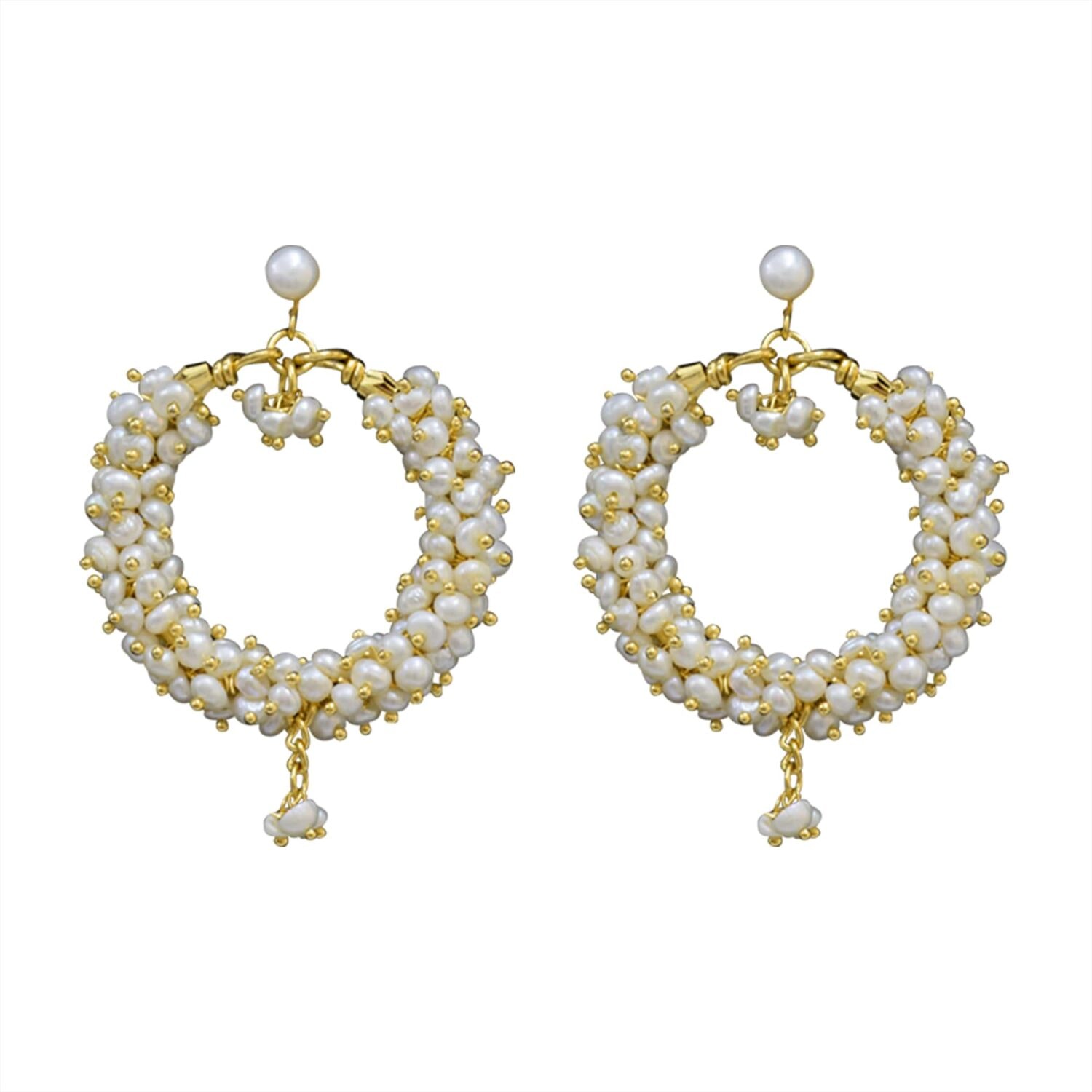 Circular Shaped Chand Bali Earrings in Pearls - Image 2