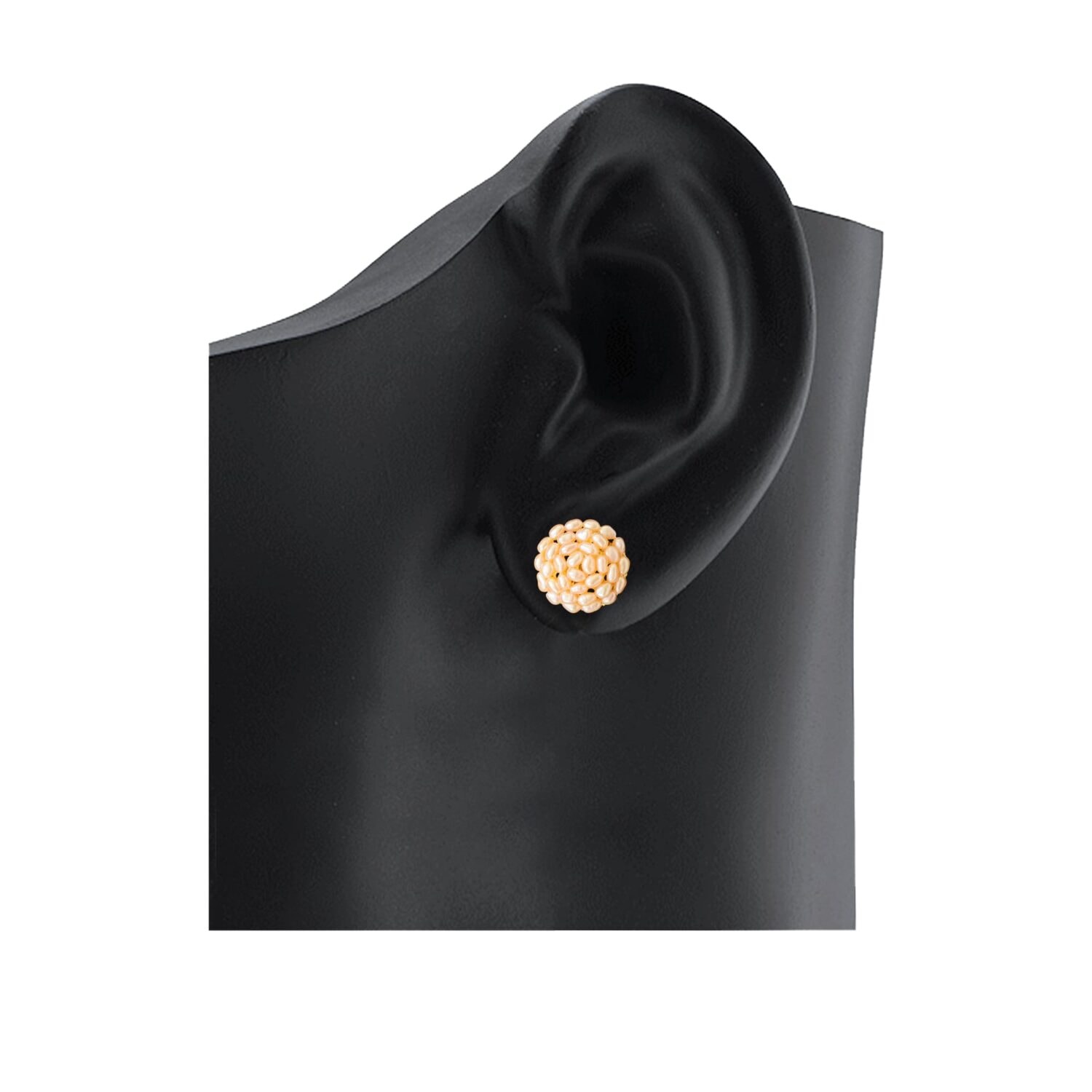 Large Pearl Studs in Pink Rice Pearls - Image 2