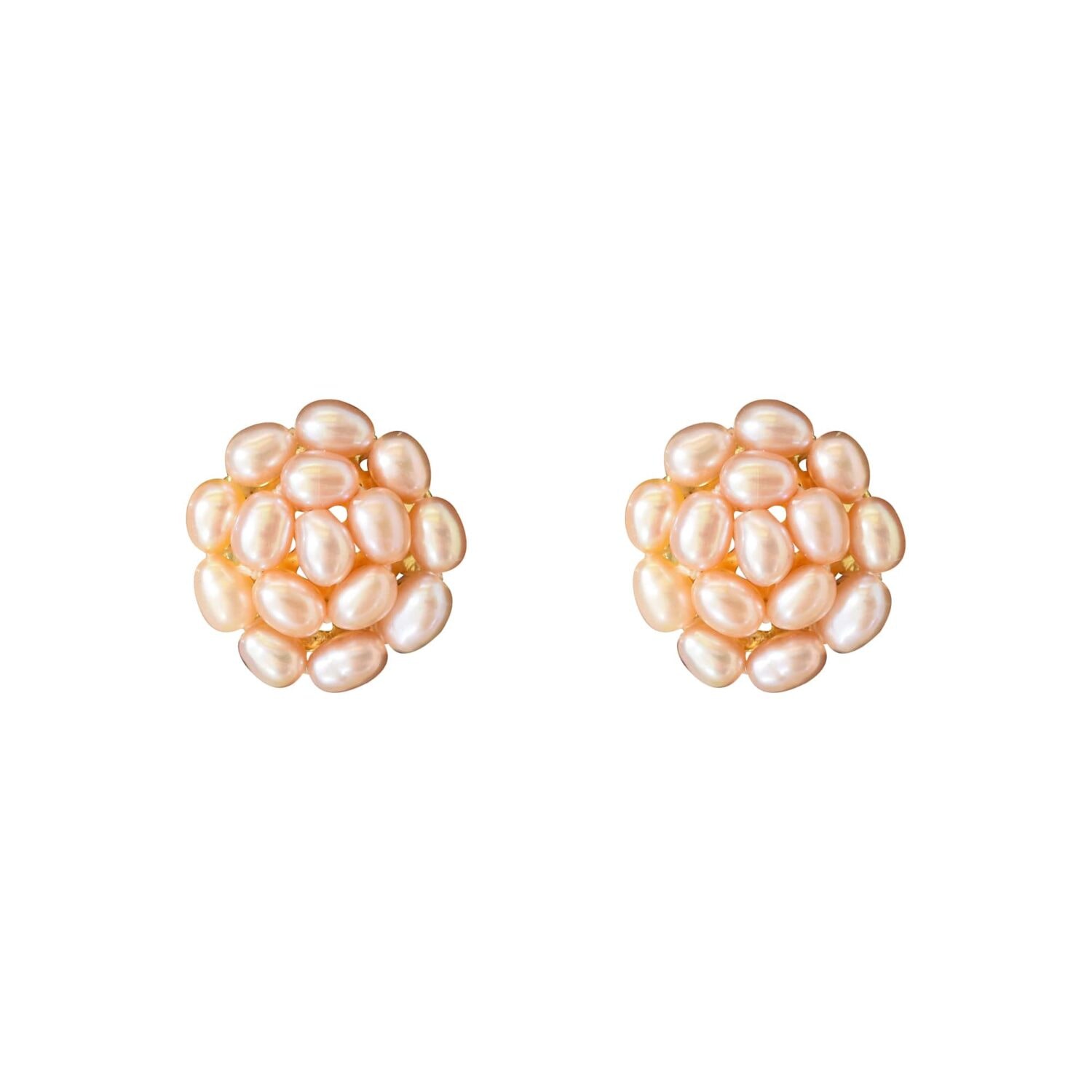 Pearl Studs in Dark Pink Rice Pearls - Image 3