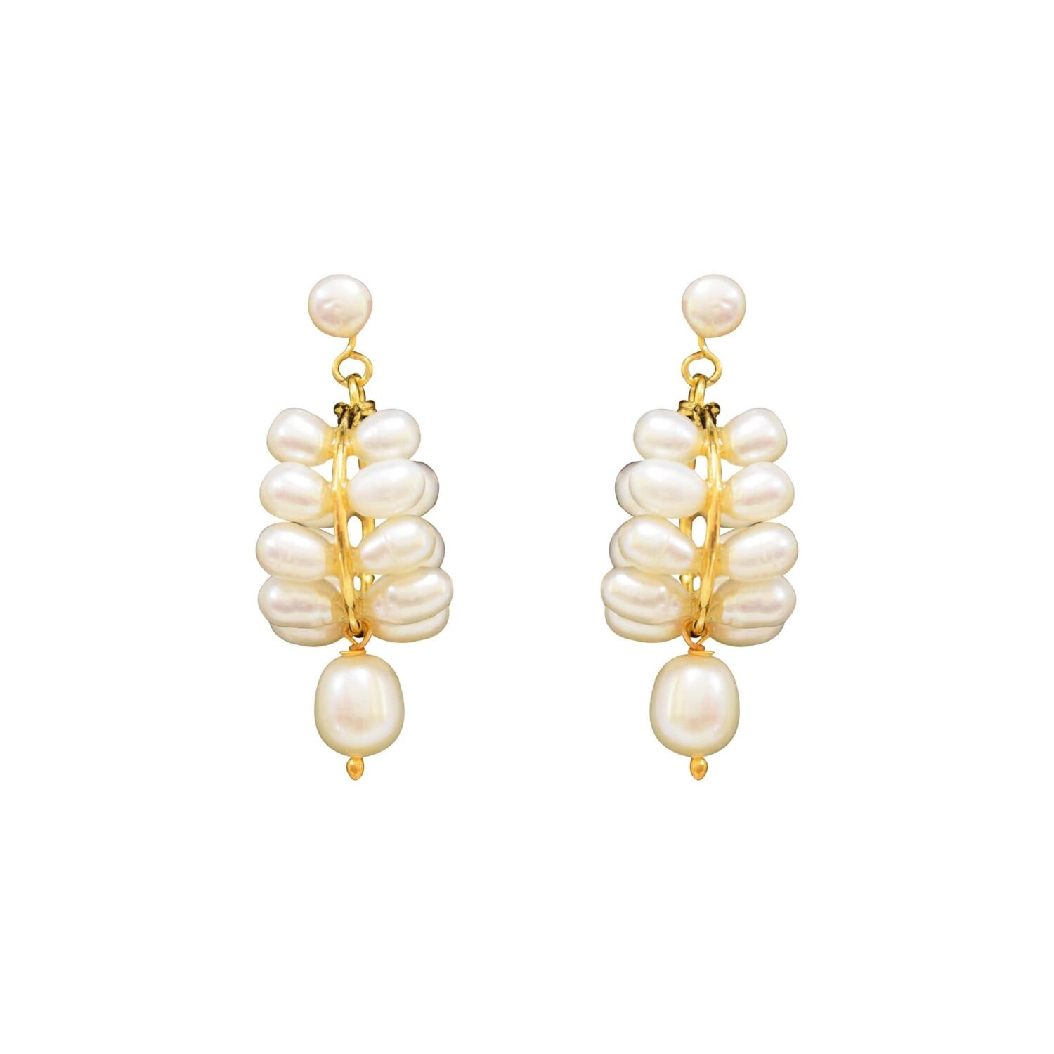 Pretty Pearl Hangings in White Oval Pearls - Retro Style - Image 2