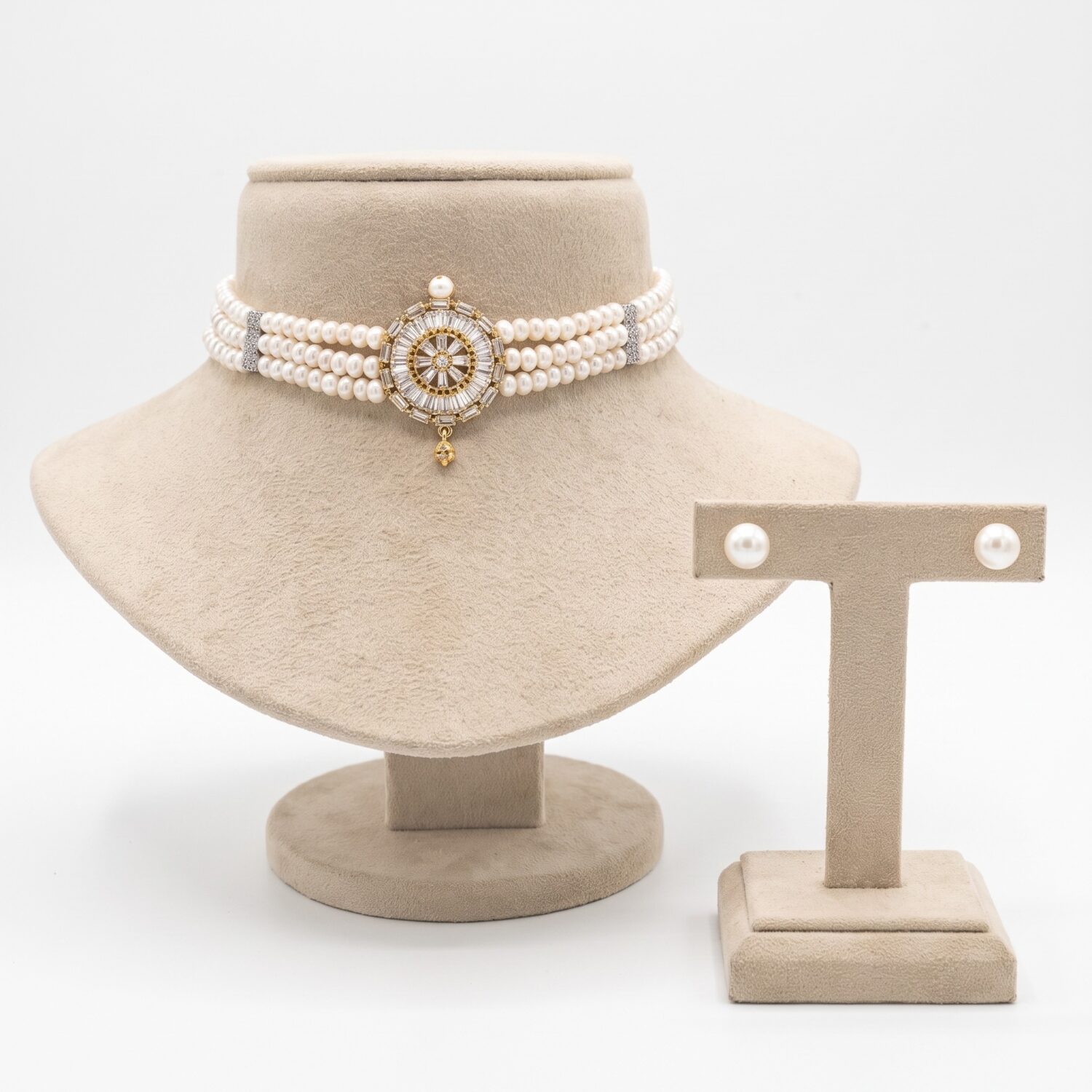 3 Lines Exclusive Choker Studded In Intricately Cut American Diamonds
