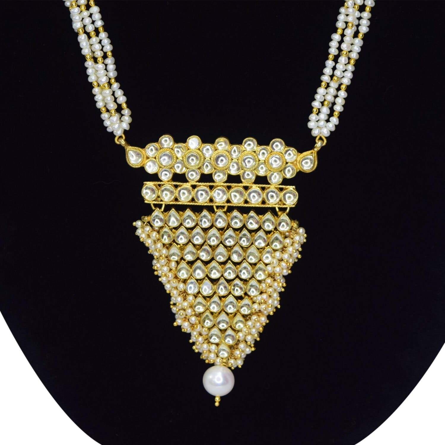 4 Lines Seed Pearl Wedding Necklace Set - Image 3