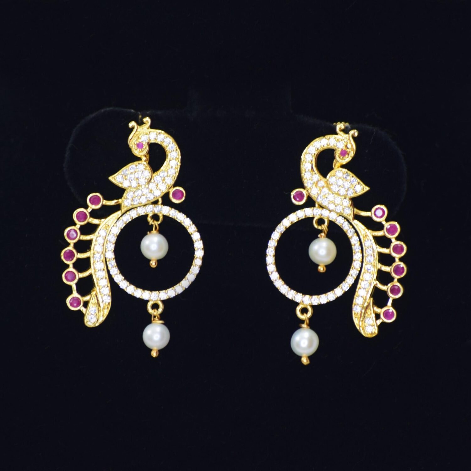 Bold White Pearl Necklace With A Striking Peacock Pendant - Image 3