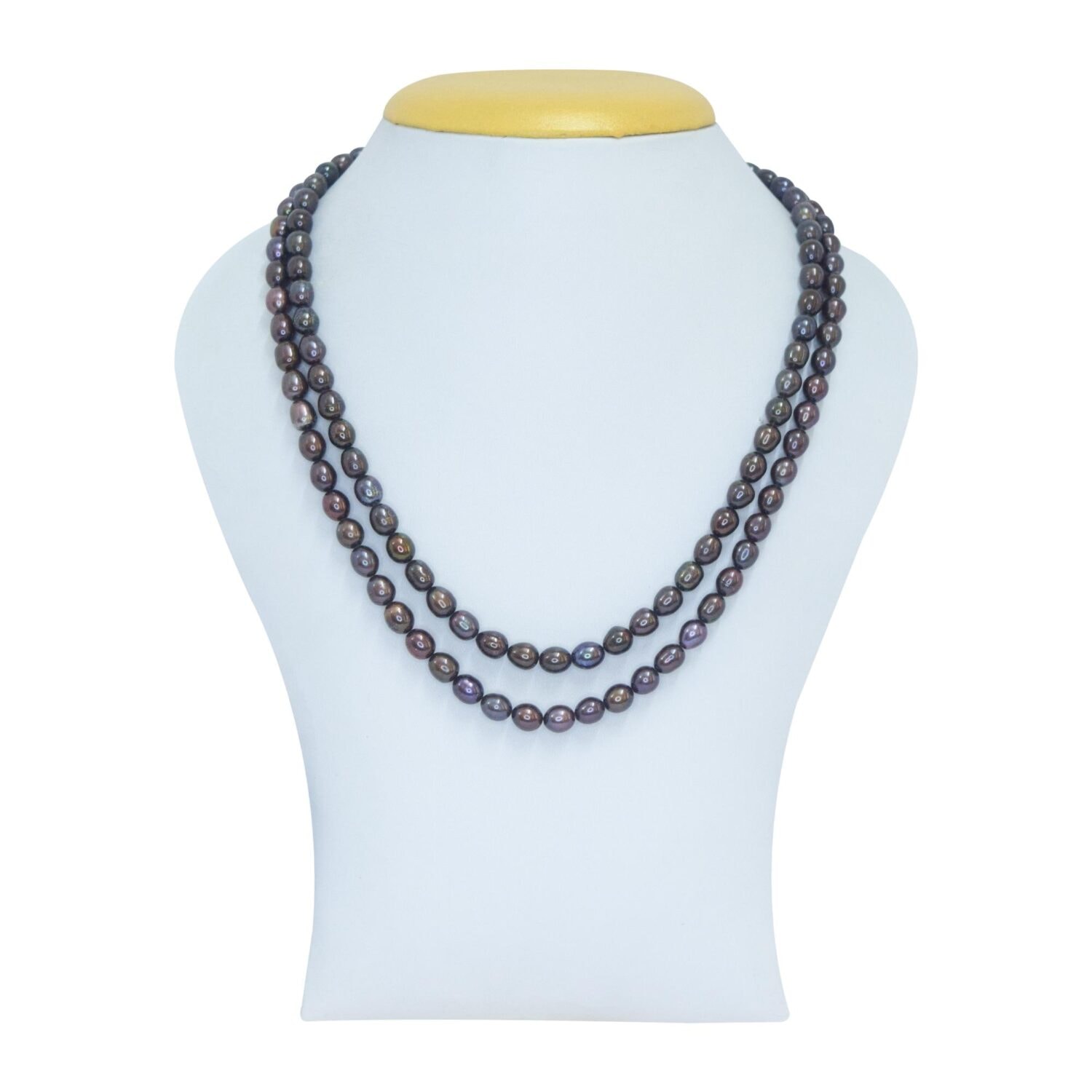 Enigmatic Two Layer Deep Brown 6.5mm Oval Pearl Necklace