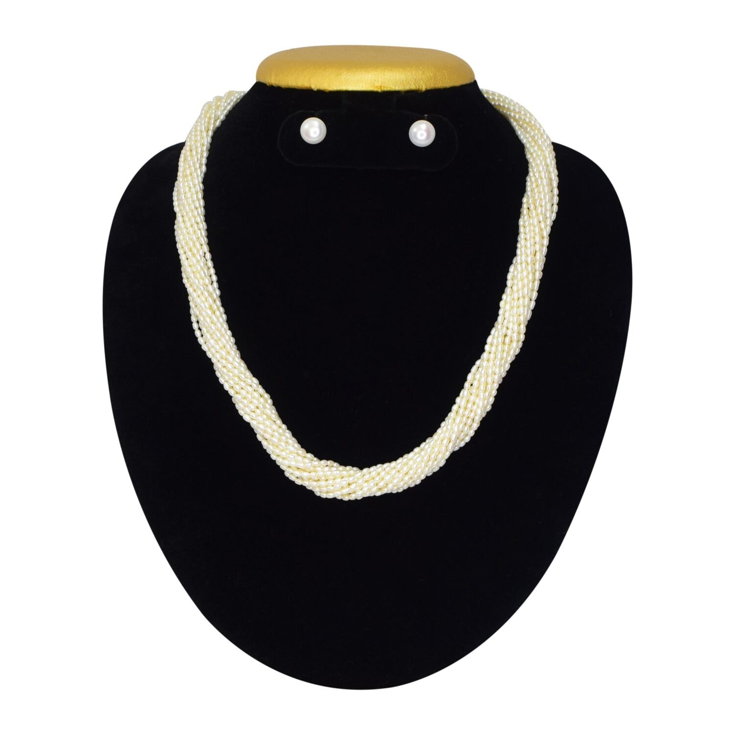 Spectacular & Elegant 15 Strands White Rice Pearls Mala - Image 2