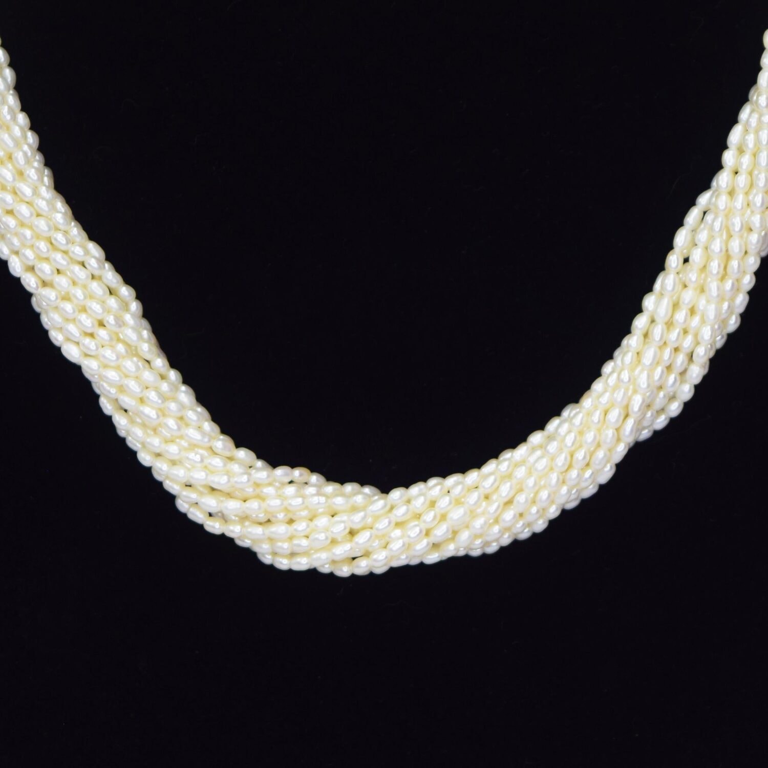 Spectacular & Elegant 15 Strands White Rice Pearls Mala - Image 3