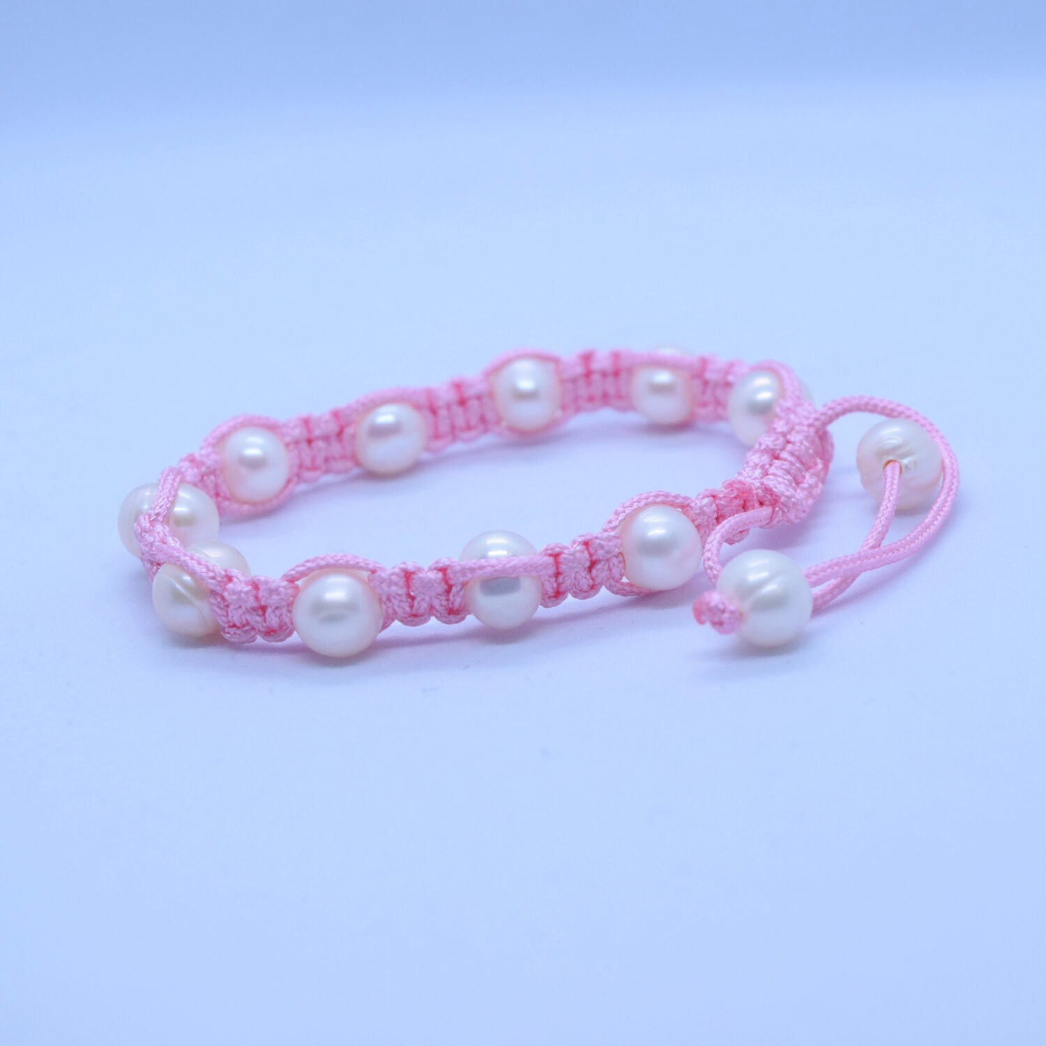 Pink Macrame Surfer Bracelet With Real Pearls - Image 2