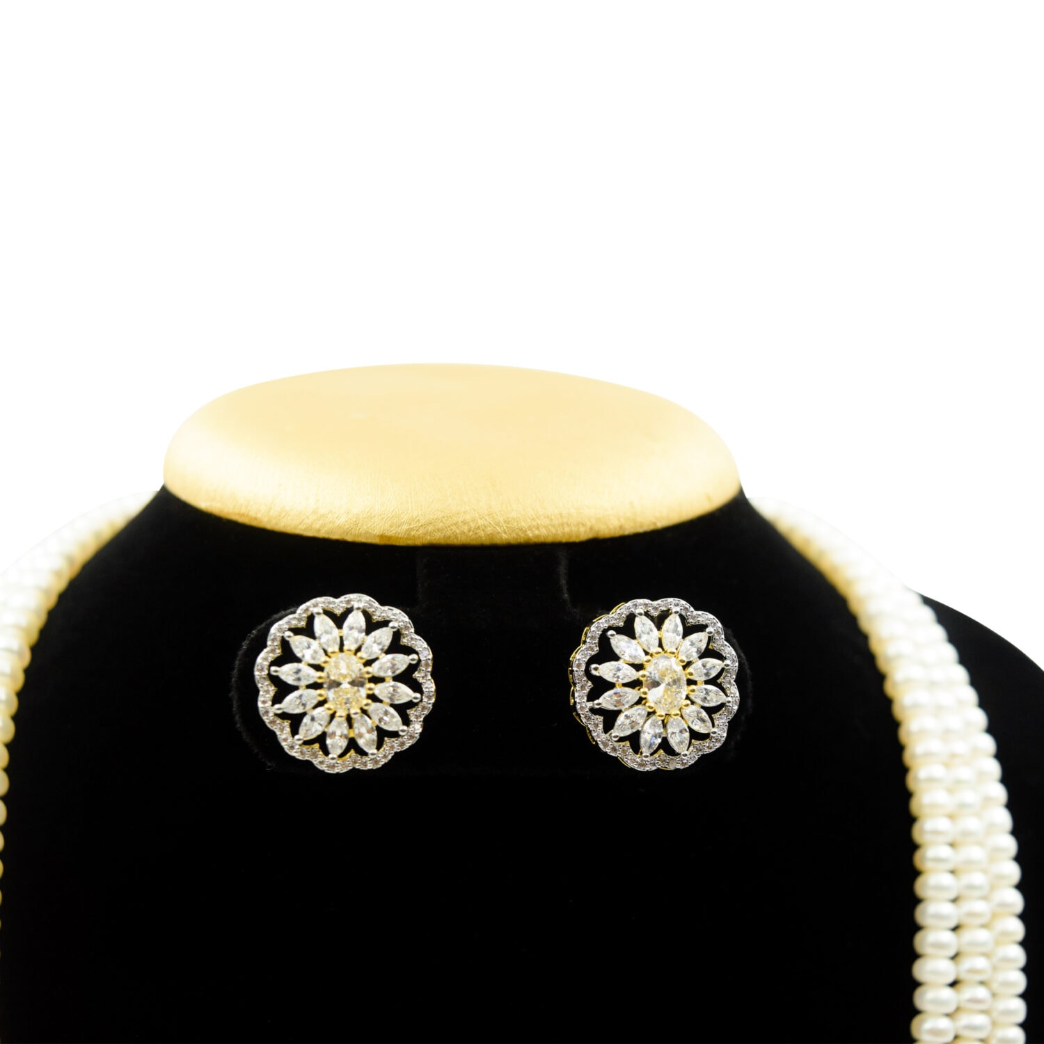 Scintillating Multi-layer Pearls Haar With Grand CZ Side Pendants - Image 5