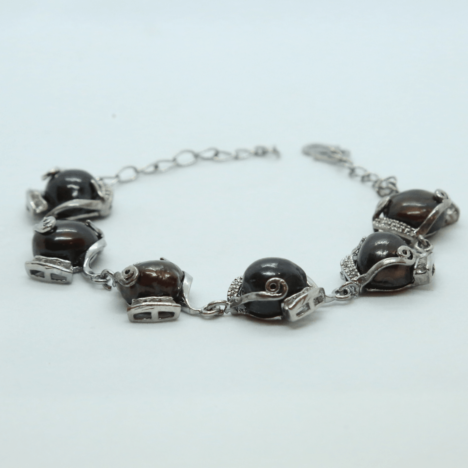 Bold Black & Brown Baroque Pearls Bracelet - Image 2
