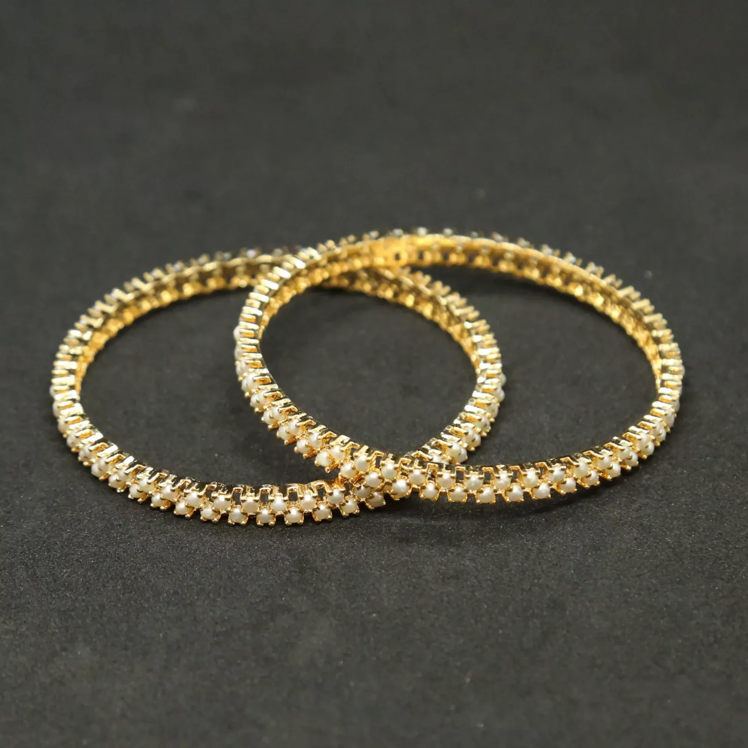 Sleek Pearl Bangles With 2.5mm White Pearls - Image 2
