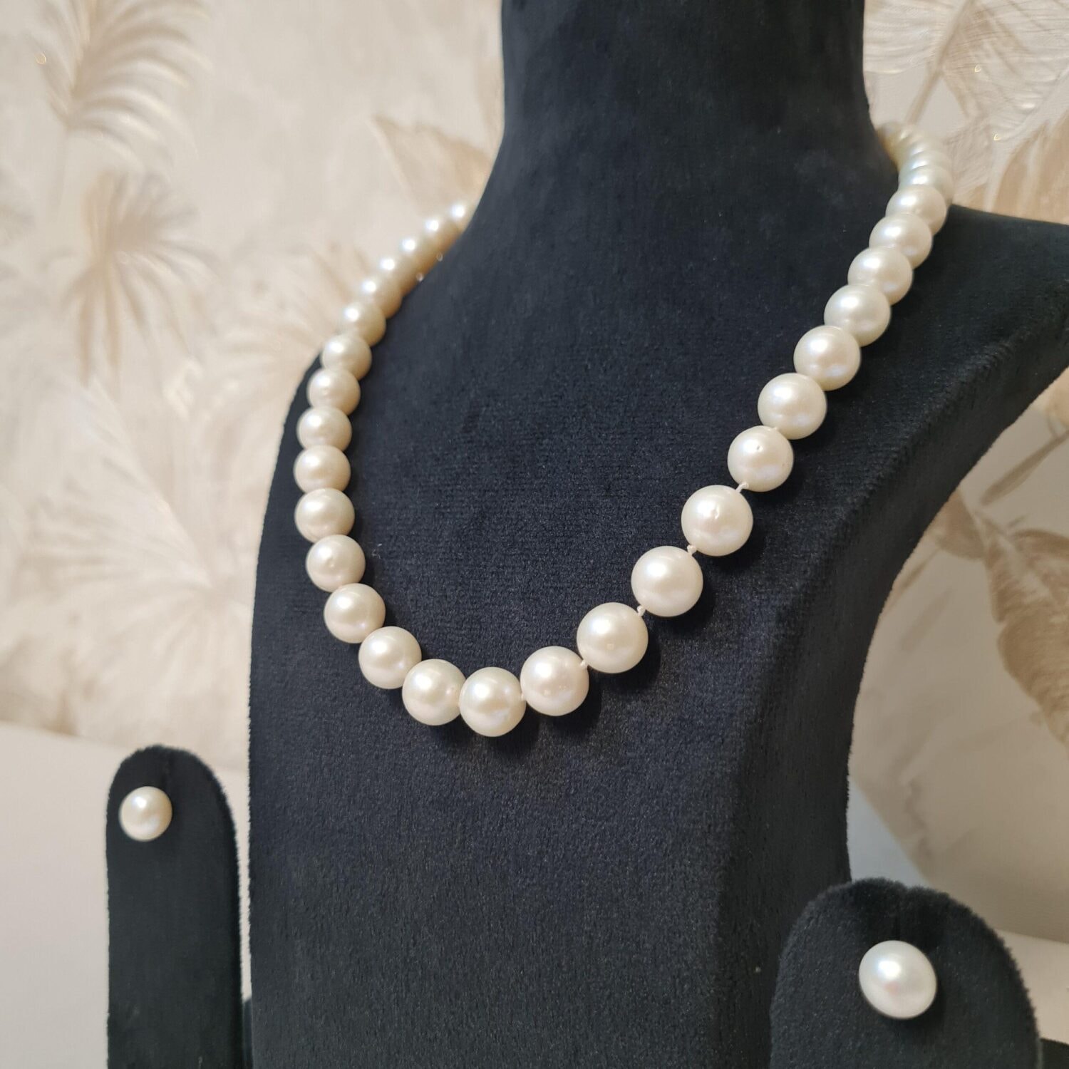 Striking Double Knotted White 10.5mm Round Pearls 20Inch Long Necklace - Image 2
