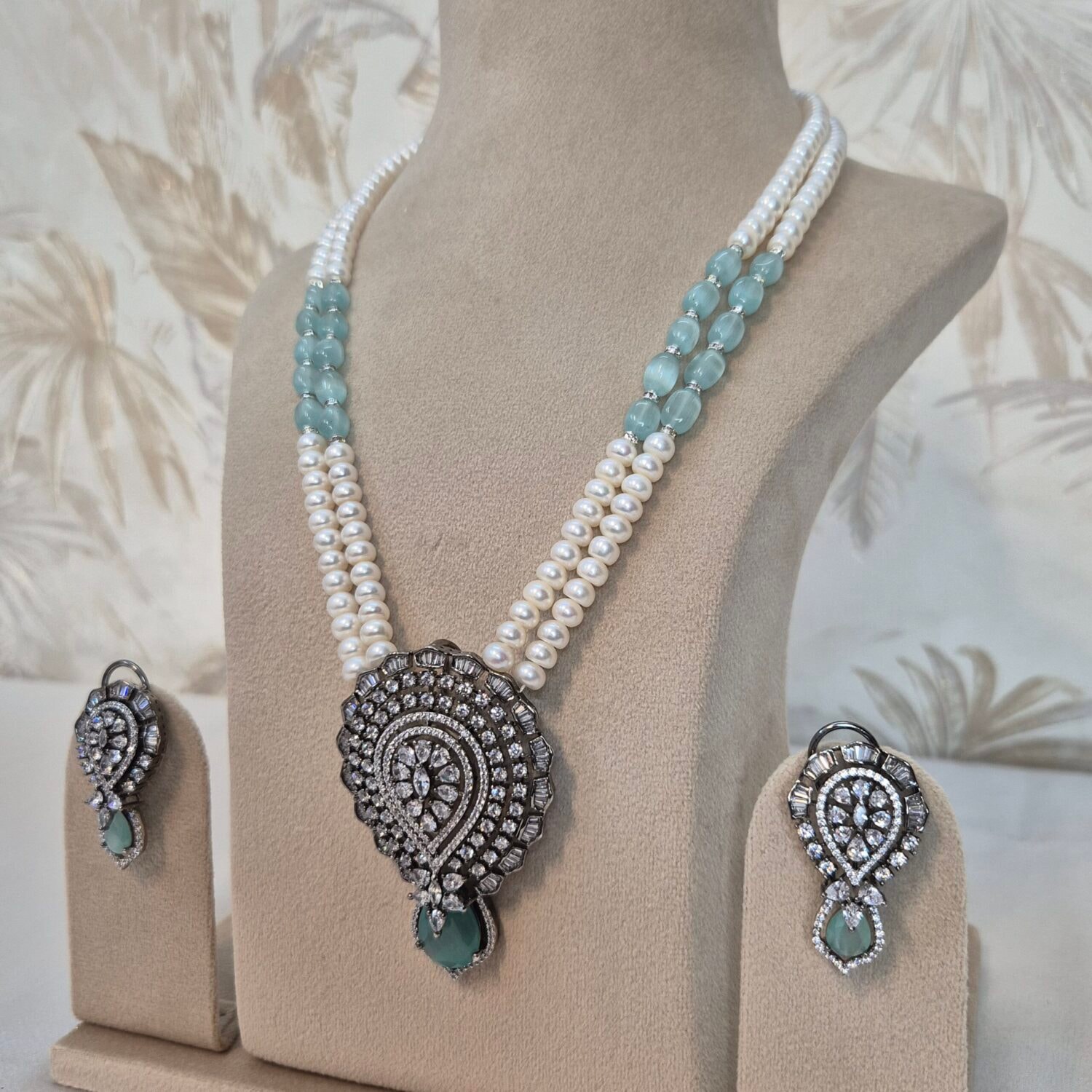 Spectacular 6mm White Semi-Round Pearls 19Inch Necklace With Victorian Pendant - Image 2