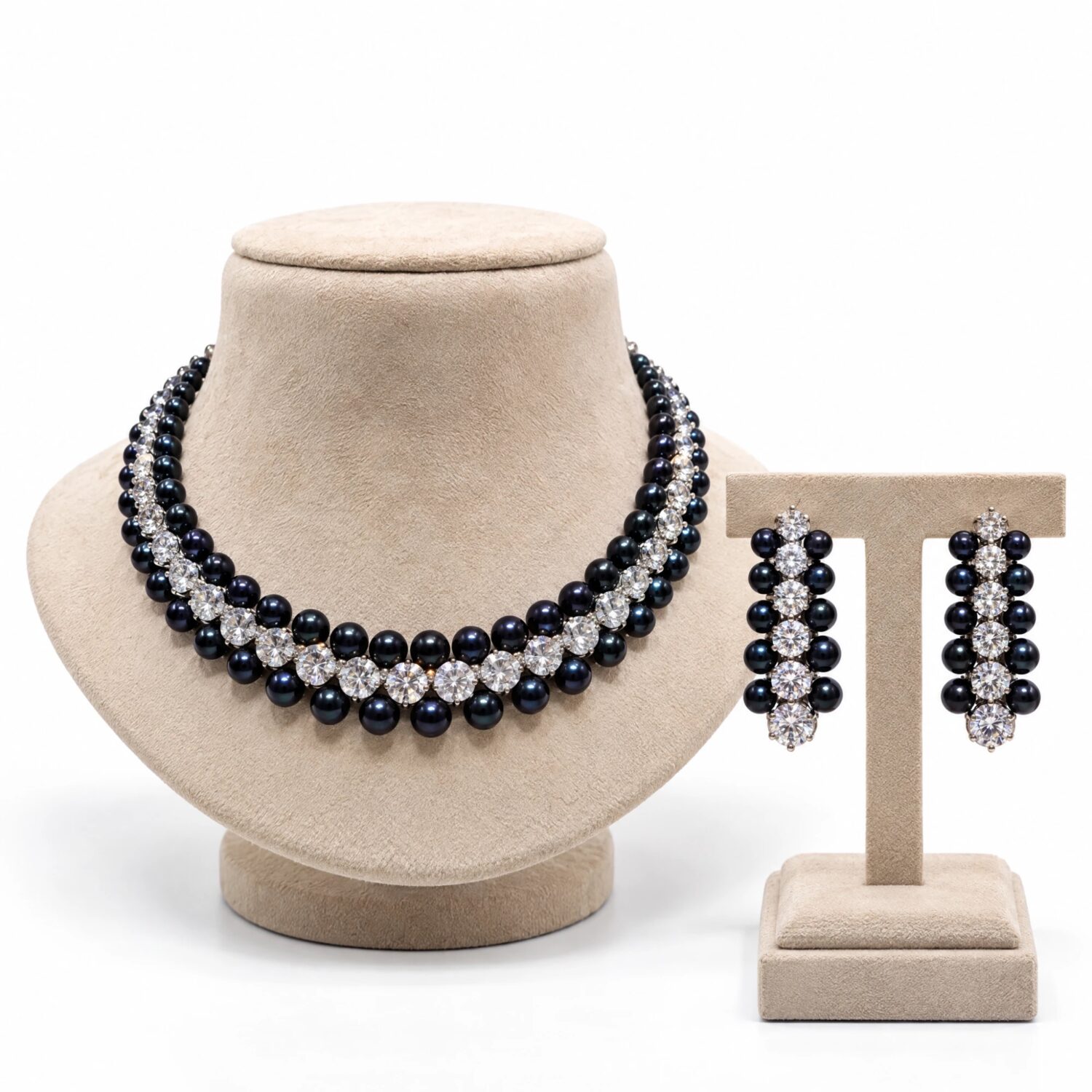 The Starline Black Pearl Choker & Earrings Set - Image 2