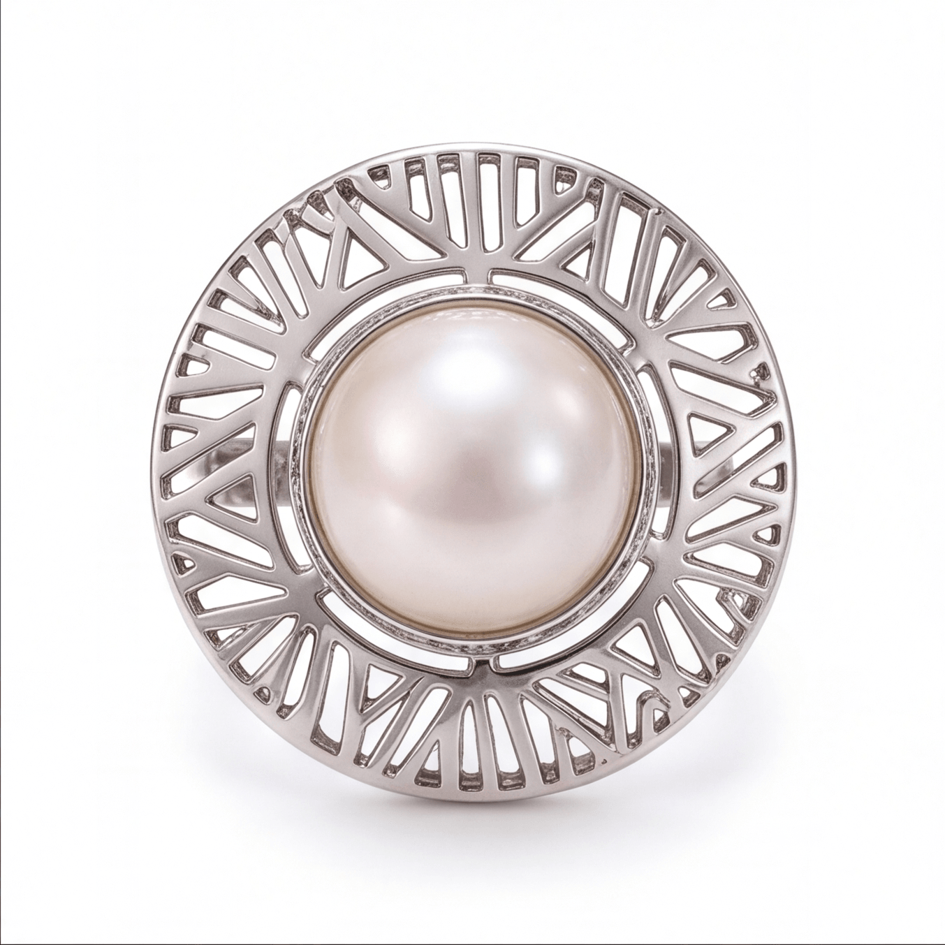 Sundial White Pearl Ring in 925 Sterling Silver - Image 2