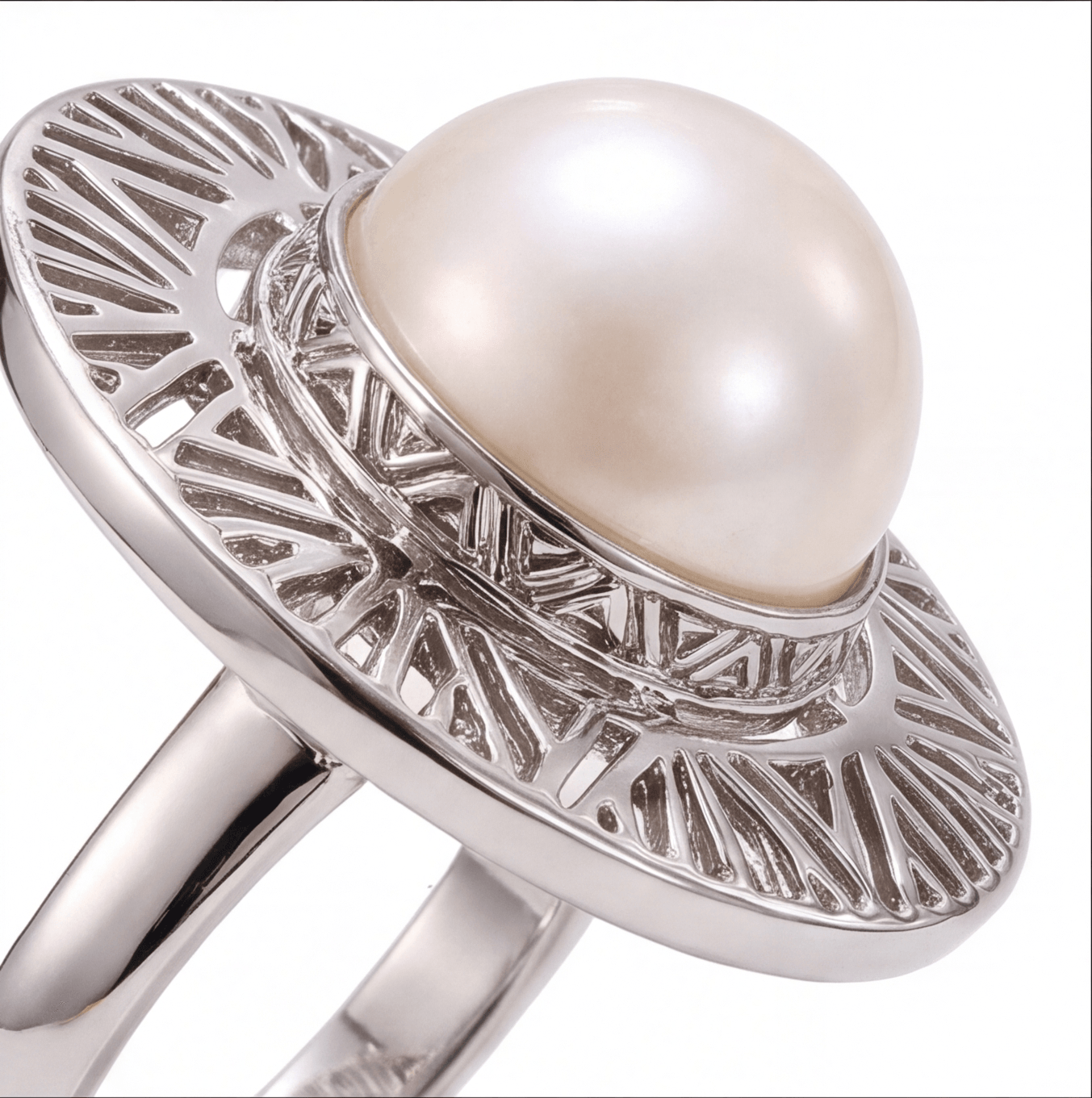 Sundial White Pearl Ring in 925 Sterling Silver - Image 3