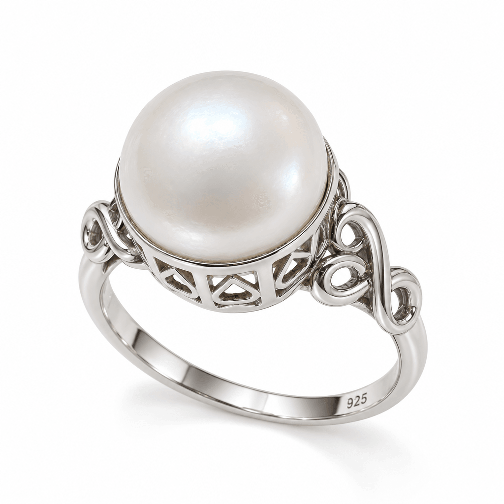 Serenade White Pearl Ring in 925 Sterling Silver