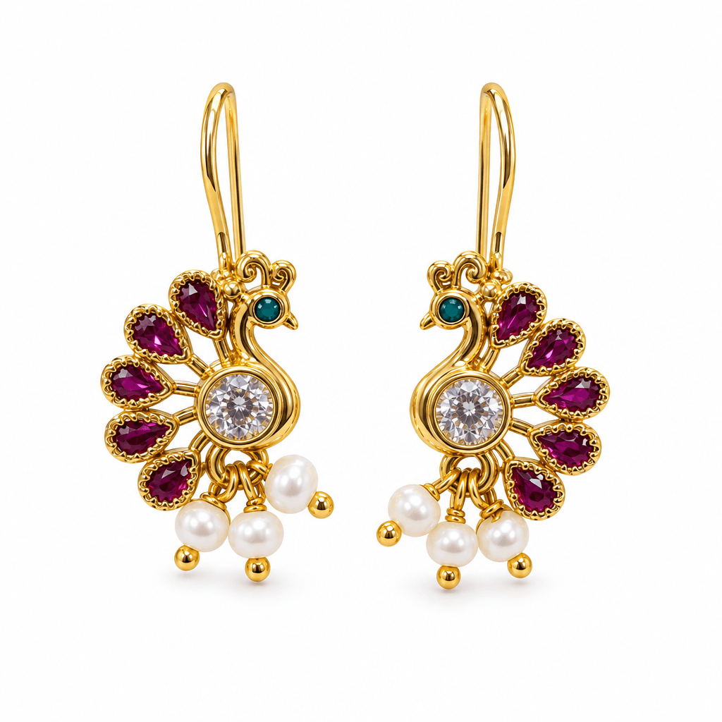 Mayuri Peacock Pearl Hook Earrings