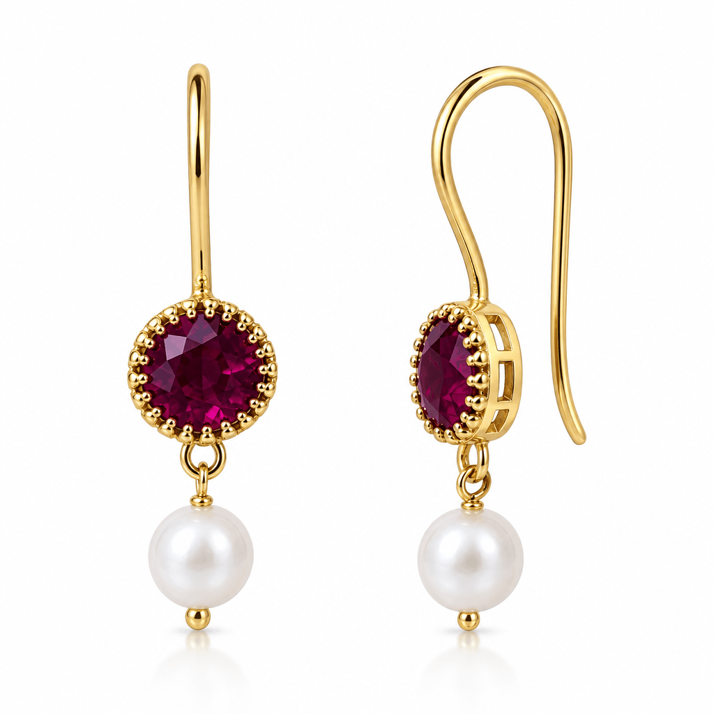 Aarohi White Pearl Hook Earrings - Image 2
