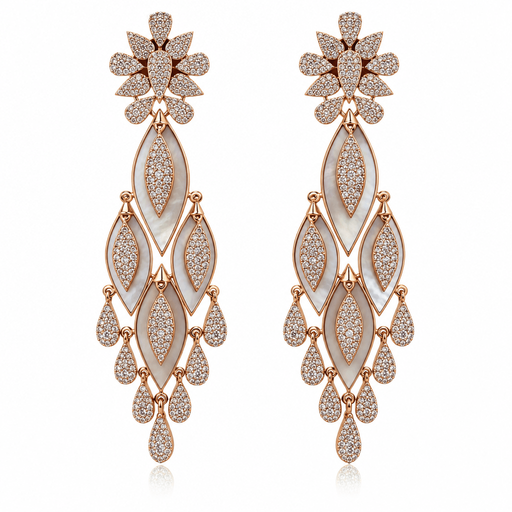 Rosaria Mother of Pearl Earrings in Rose Gold Finish
