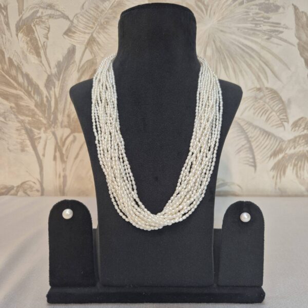 15 Strands Finest Rice Pearl Necklace - 22Inches