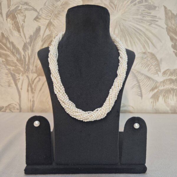 15 Strands Finest Rice Pearl Necklace - 22Inches -twist