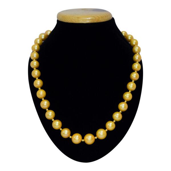 14K Gold 9-12mm Golden South Sea Cultured Pearl Necklace - AAA Quality, 20
