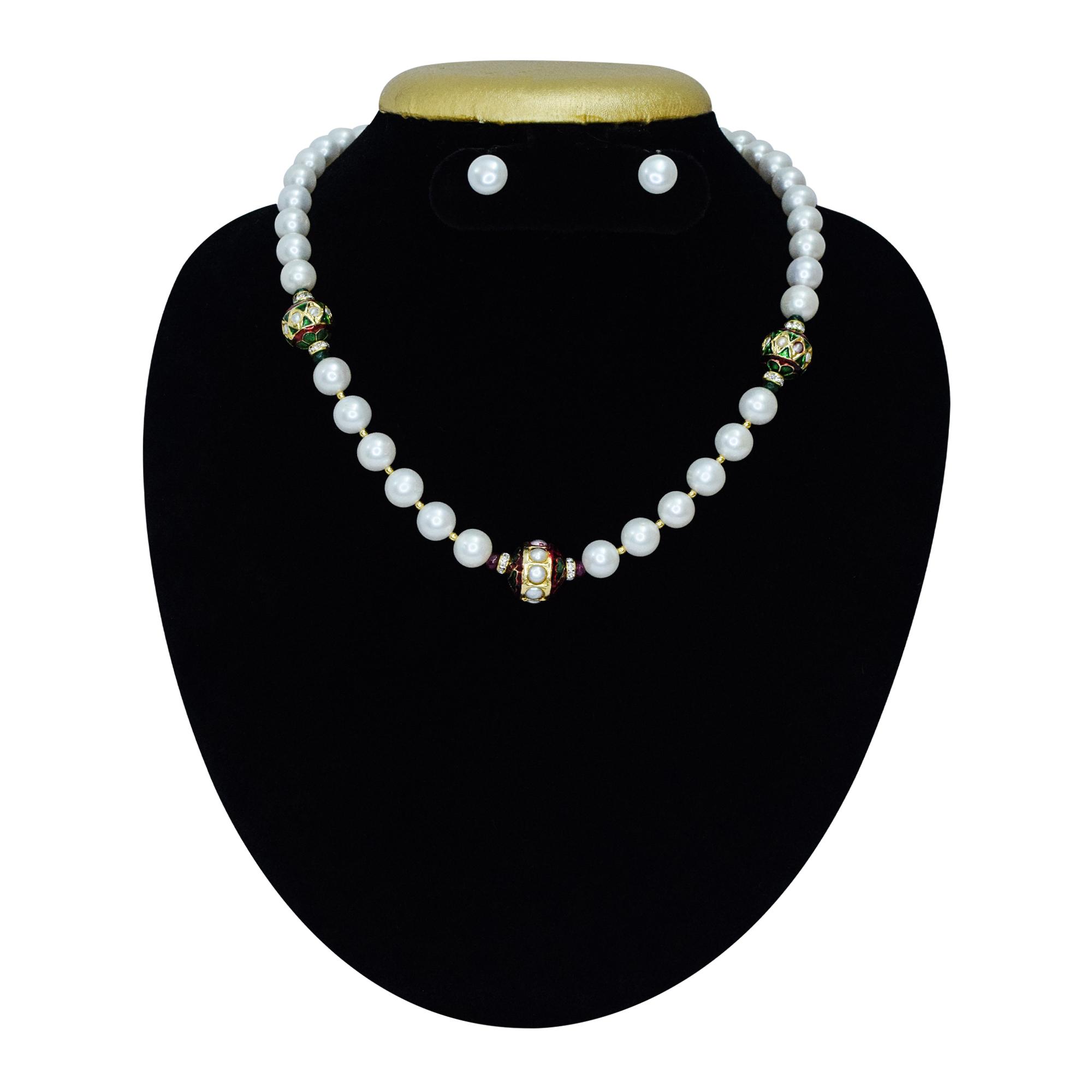 Ravishing White Pearl Necklace With Pearl Studded Dholak Beads - Pure ...