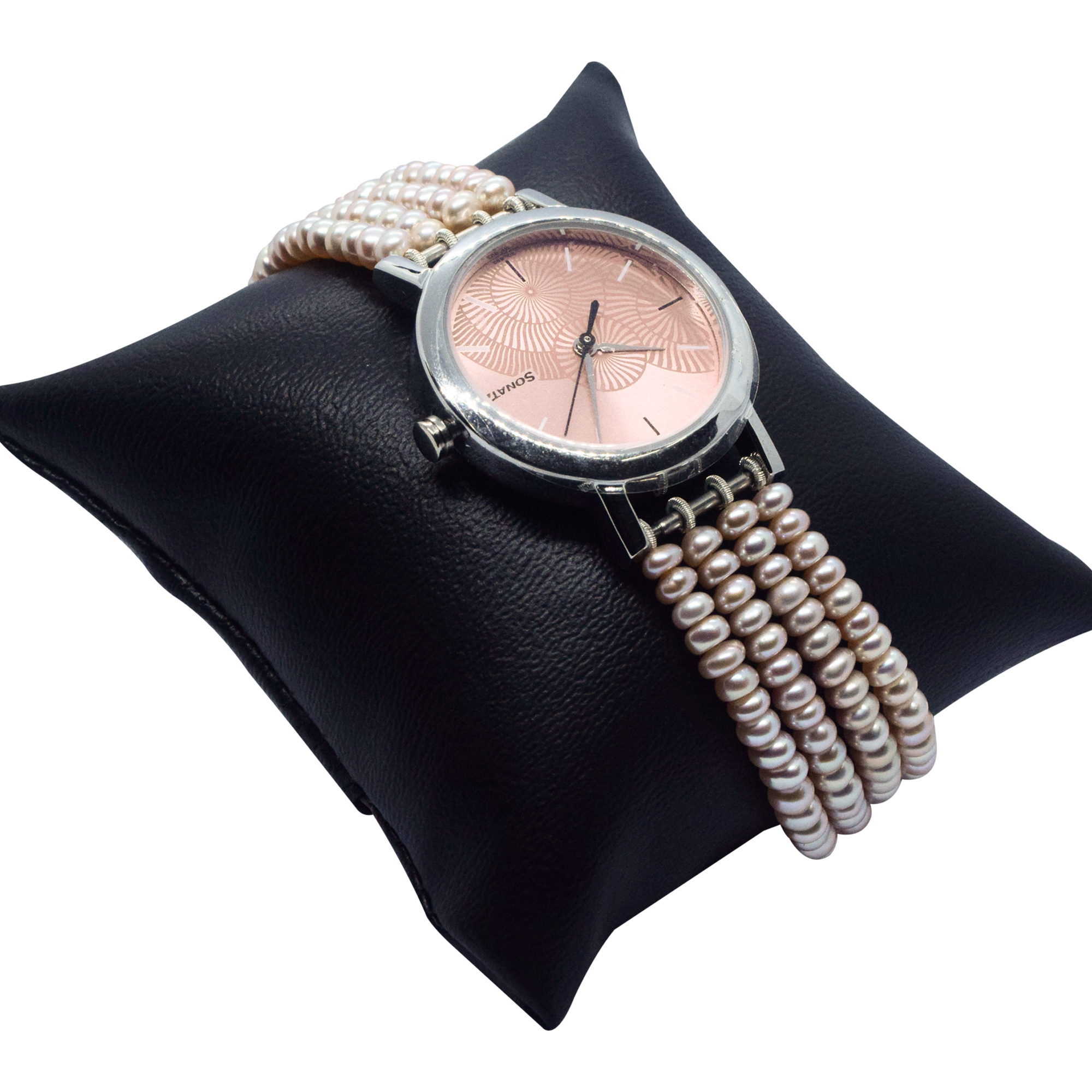 Evergreen Mesh Pattern White Pearls Watch With Sonata Dial - Pure Pearls