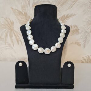 Stunning 18Inch Long White Baroque Pearls Necklace