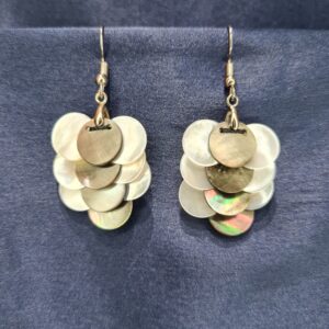 Starry Hook Earrings Featuring White & Multicolour Mother Of Pearl Discs