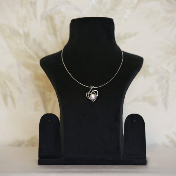 Lovely CZ Heart Pendant Accentuated With Peach Button Pearl-1