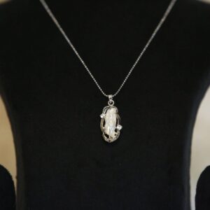 Artistic Silver Finish Pendant Accentuated With White Baroque Pearl & CZ