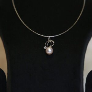 Surreal Pendant Accentuated With 10.5mm Round Pink Pearl & CZ